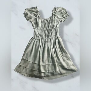 Hollister Kids Saidie On Off Shoulder Tiered Sundress Skort Sage Green Ruffle